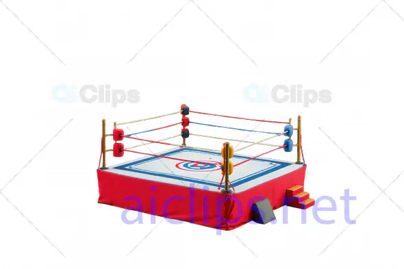 Vibrant 3D Boxing Ring with Red and Blue Rope Design