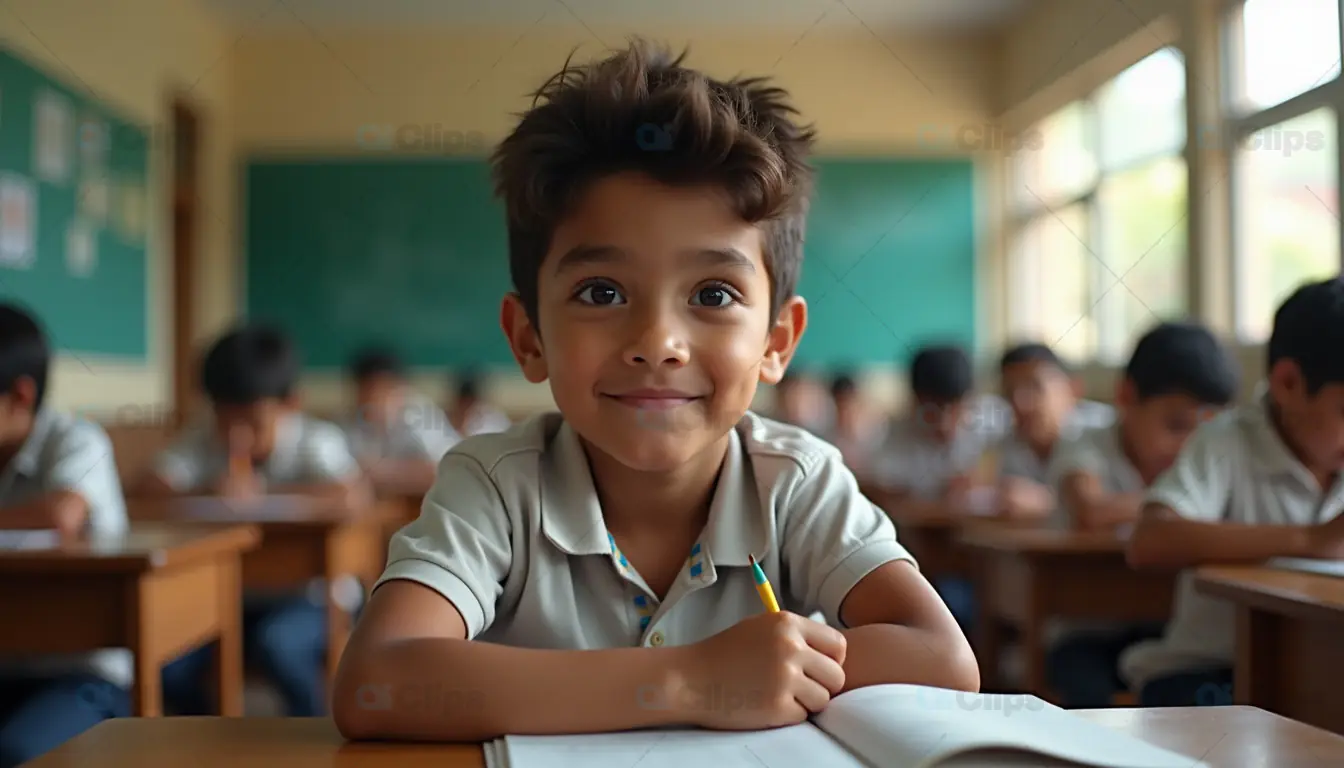 Happy Student in Classroom