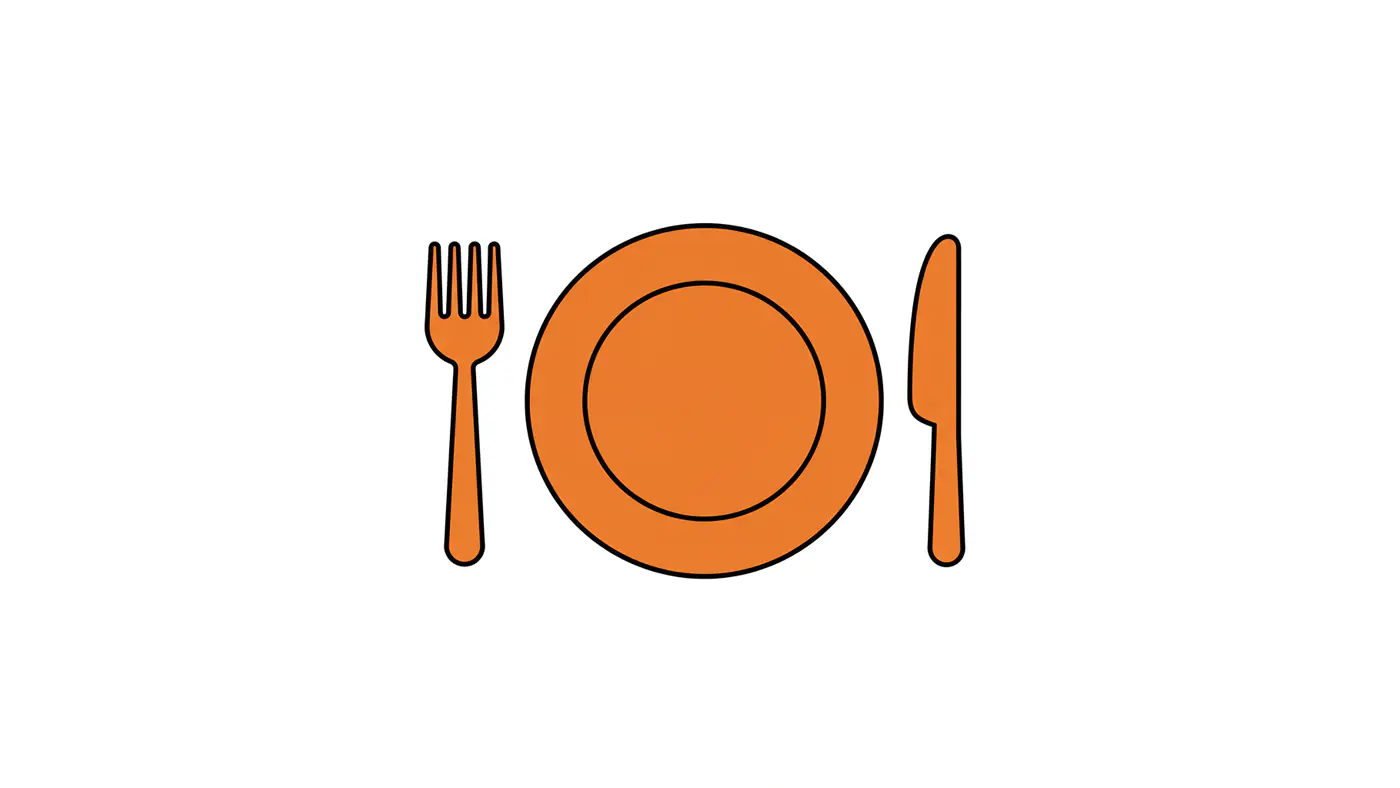 Orange Plate and Cutlery Icon