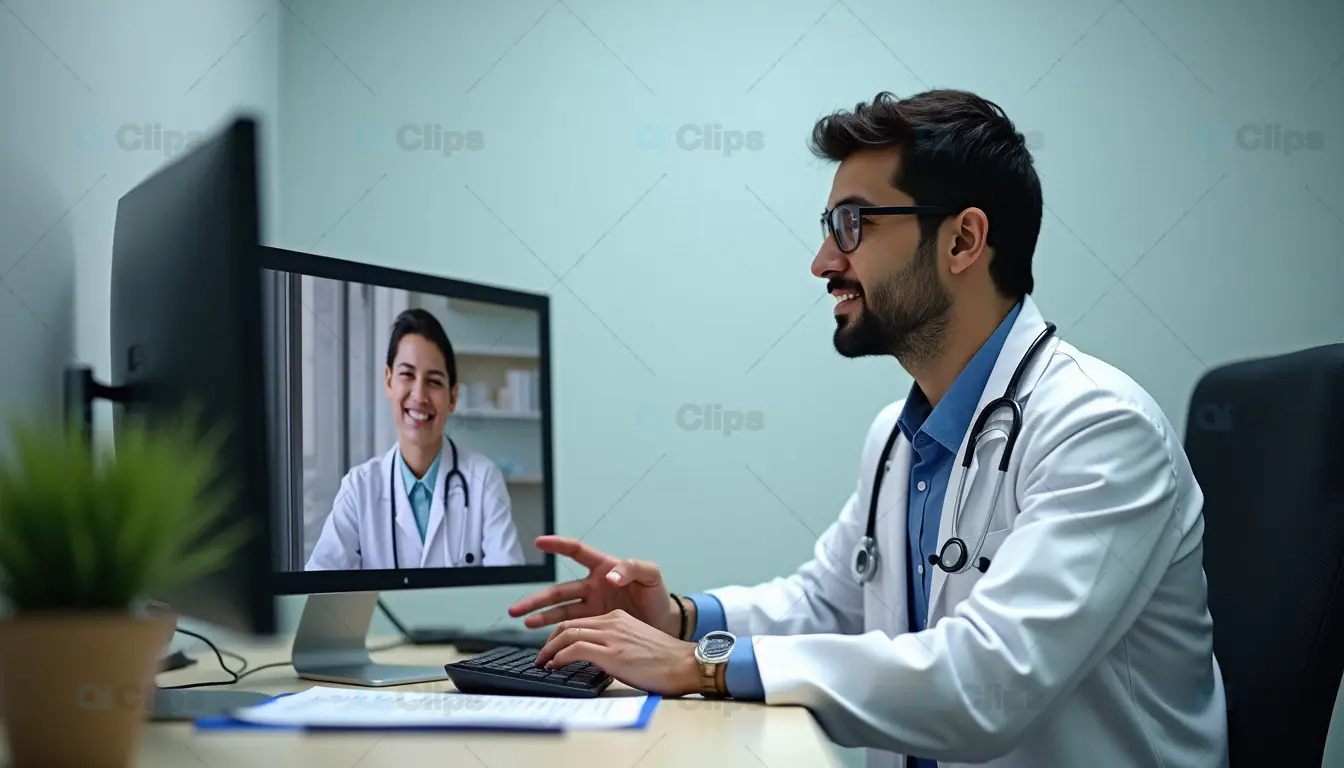 Doctors Engaged in Virtual Medical Consultation