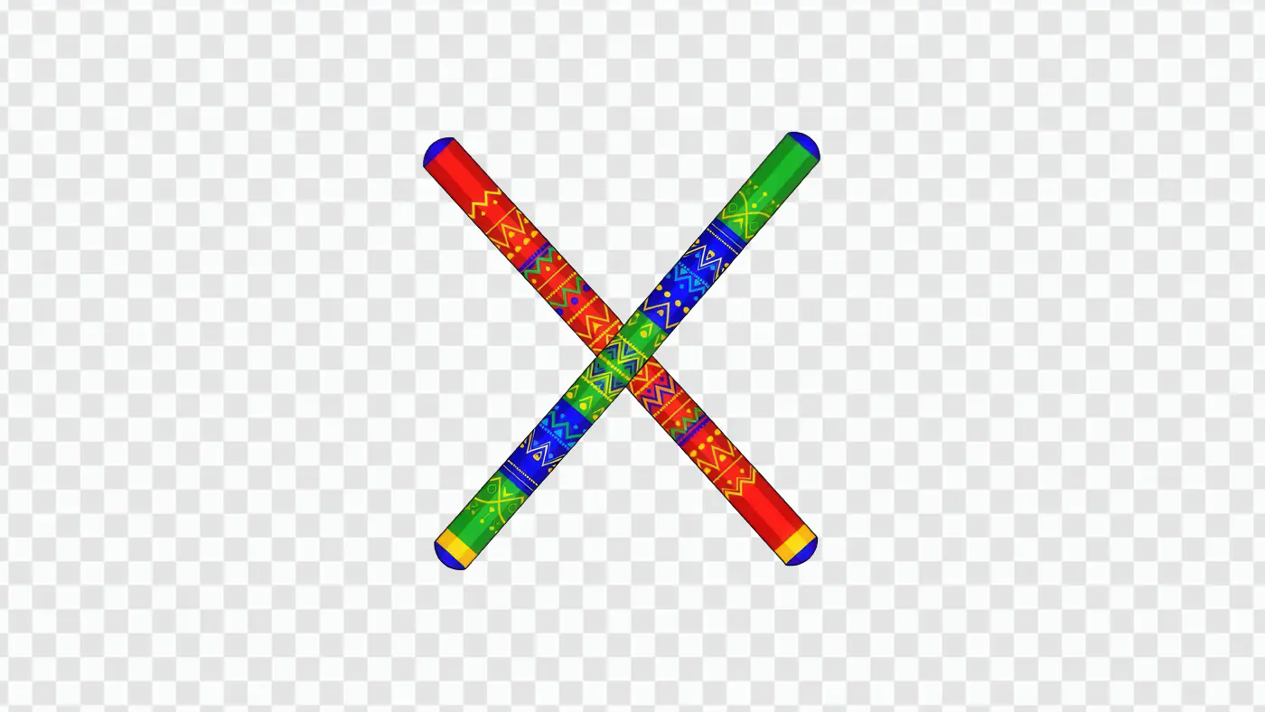 Vibrant Dandiya Sticks Crossed Traditional Indian Design PNG