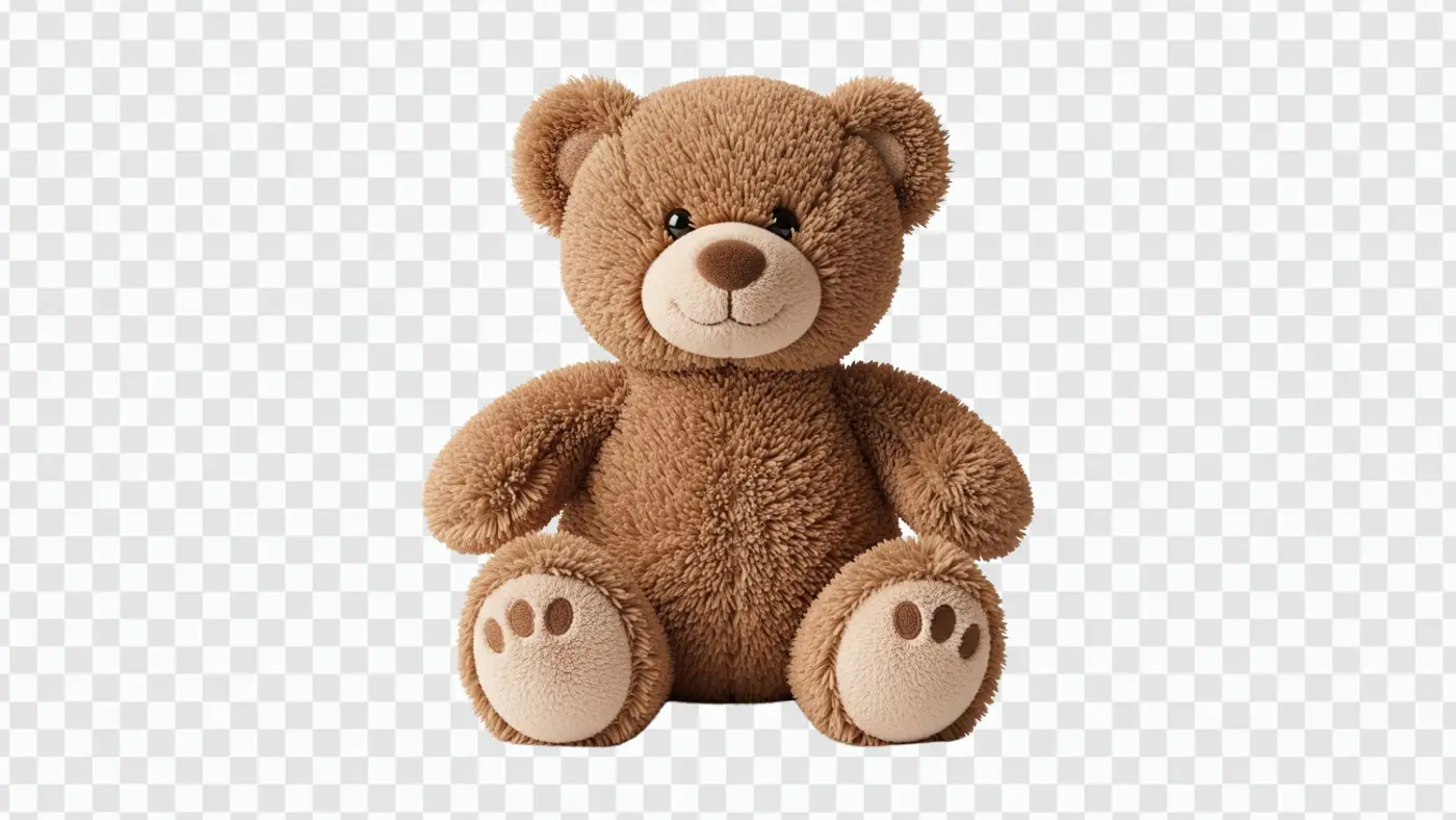 Adorable Fluffy Brown Sitting Teddy Bear Toy PNG Clipart