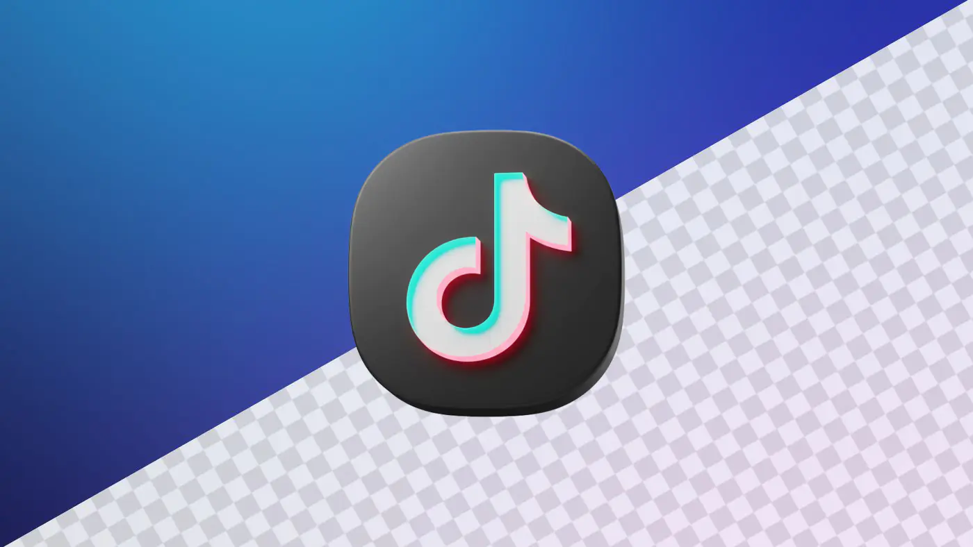 Sleek TikTok logo on blue gradient background