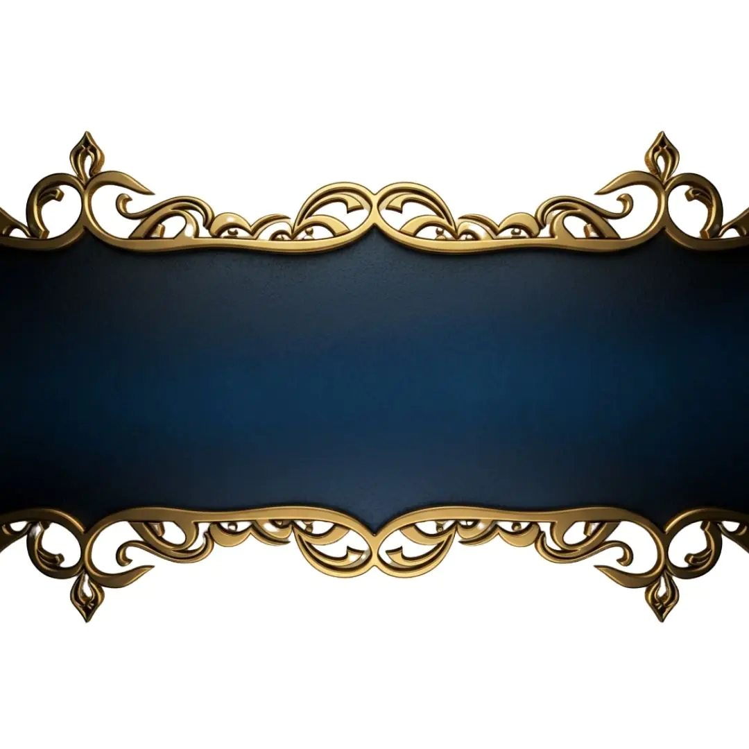 Ornate Gold Frame Navy Blue Banner PNG
