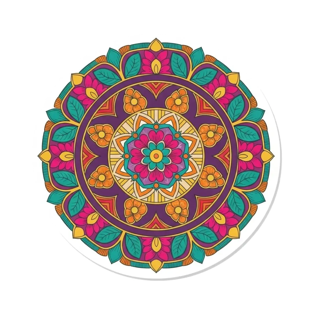 Vibrant Mandala Flower Motif Spiritual Symbol Animation