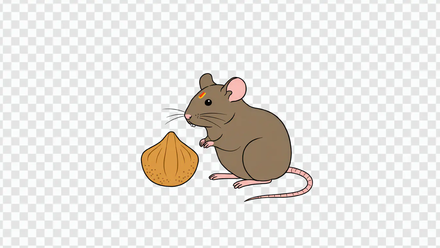 Adorable Cartoon Mouse with Modak Sweet Animation