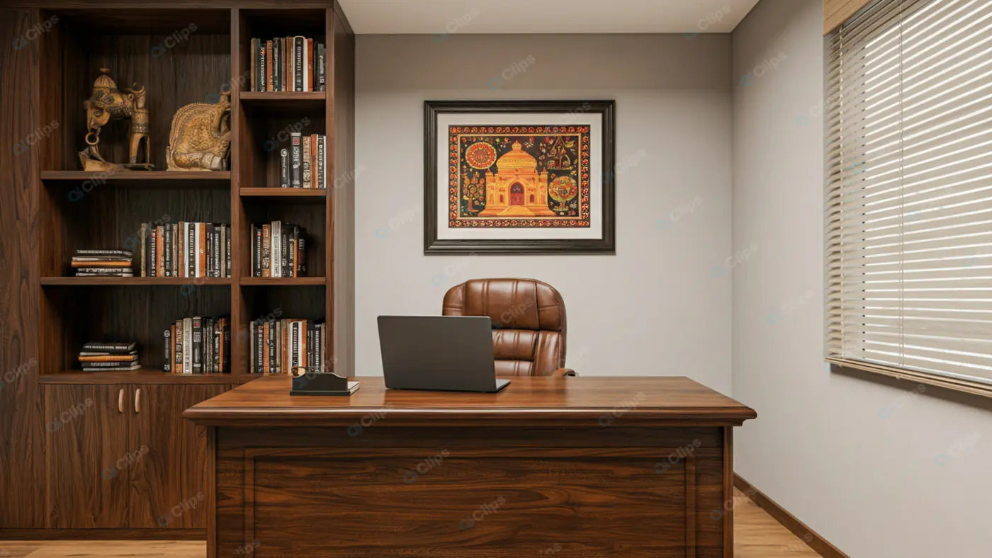 Executive Office with Indian Art Accent