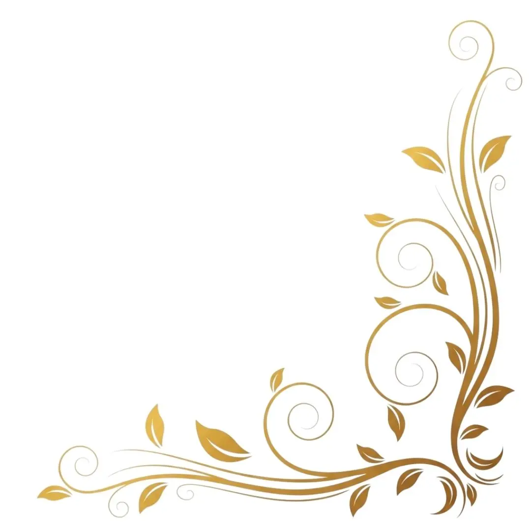 Elegant Golden Swirl Floral Corner Flourish Clipart PNG