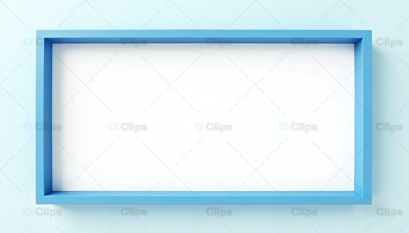Blue Minimalist Frame on White Background