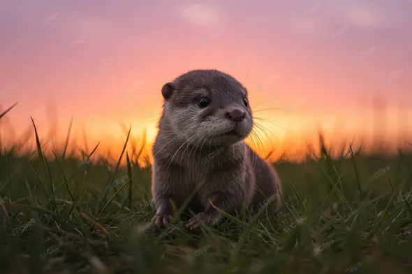 Curious Otter at Twilight