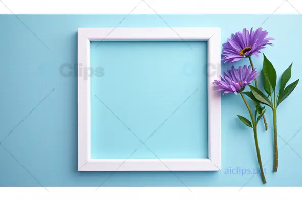 Minimalist White Frame with Purple Flowers