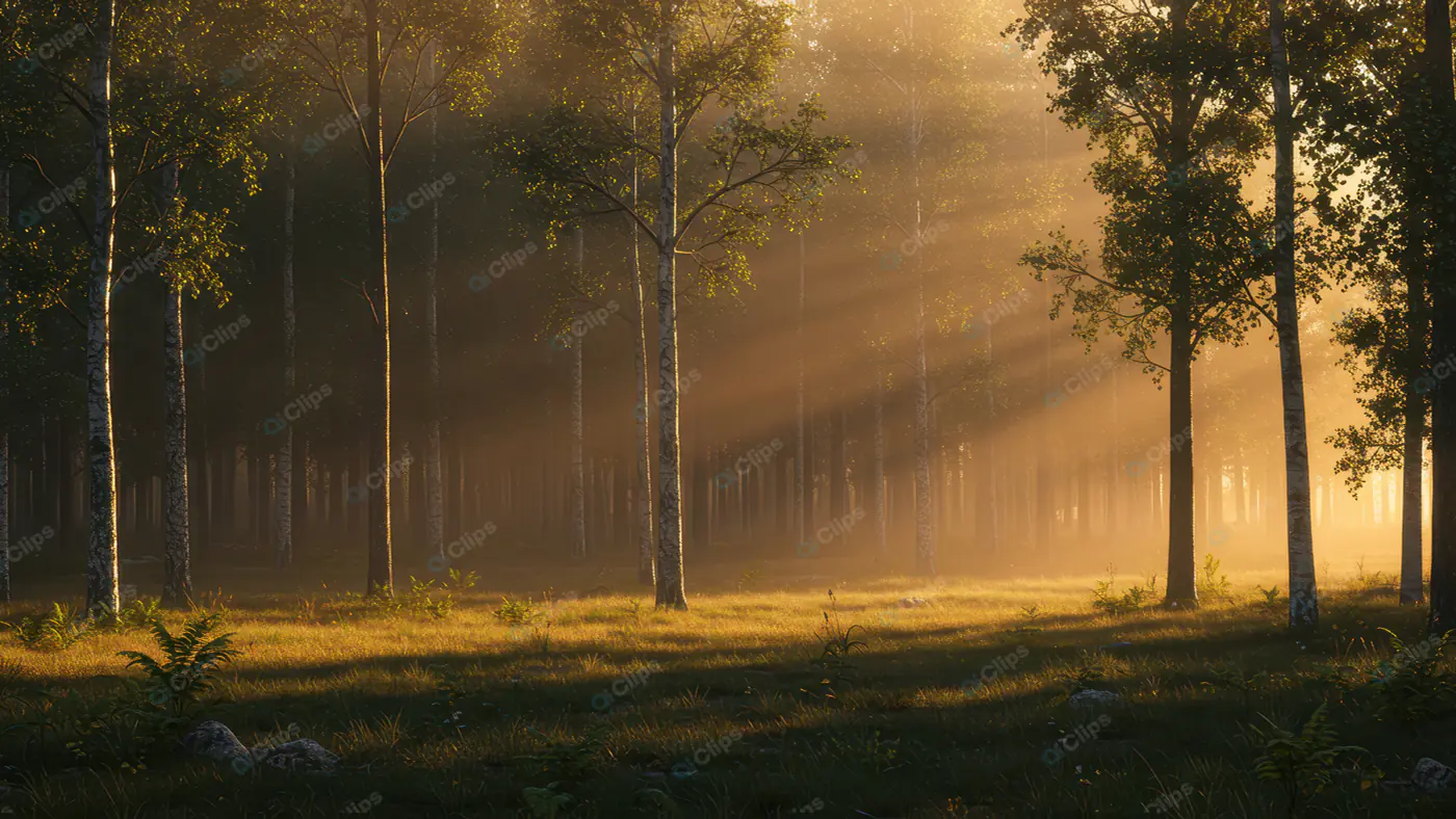 Misty Forest Sunbeams