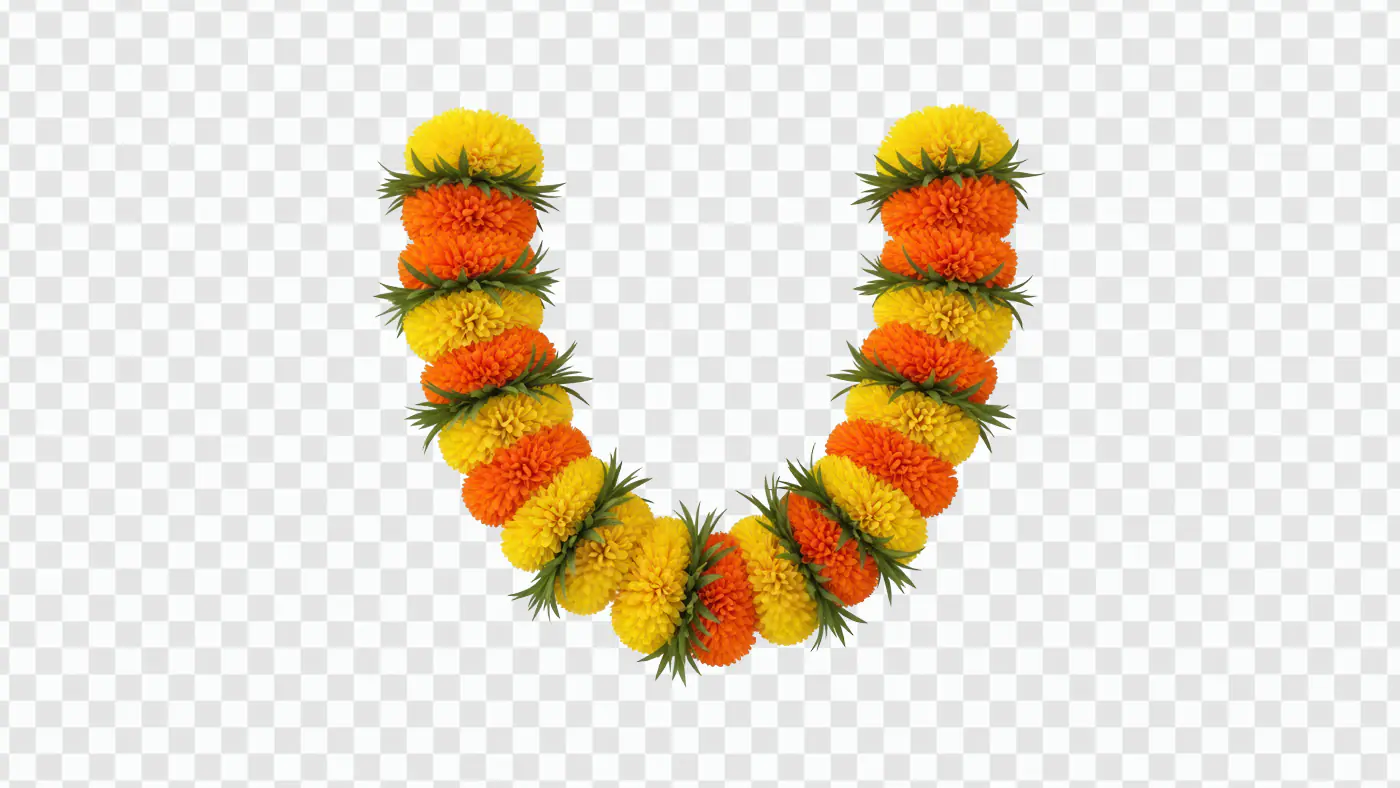 Vibrant Marigold Garland Indian Festival Decoration Illustration