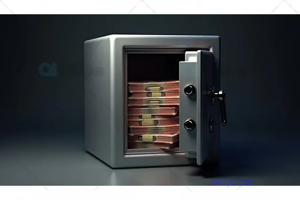 Open Safe with Cash Bundles Inside