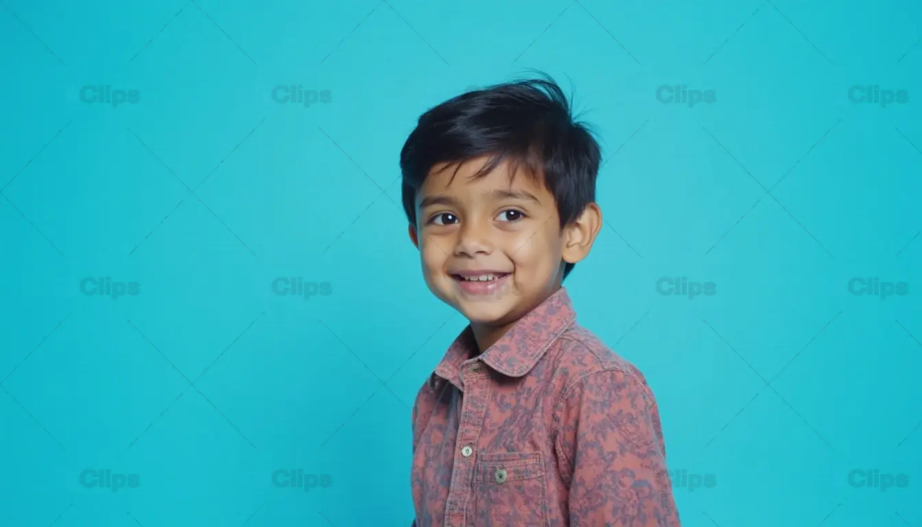 Smiling Boy with Blue Background