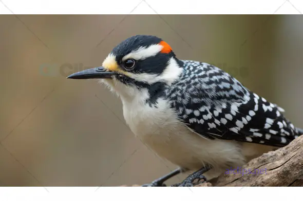 Hairy Woodpecker Perched on Branch