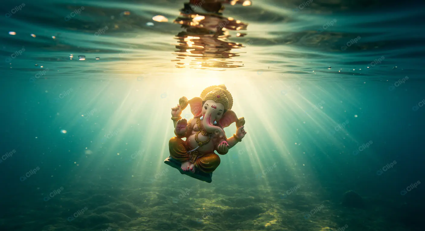 Submerged Ganesha: Underwater Spiritual Radiance