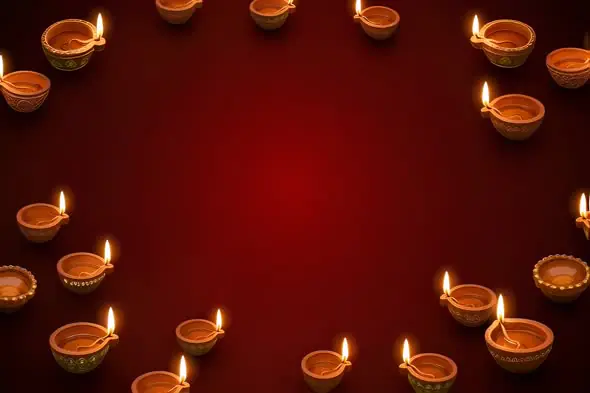Festive Diya Lamps Frame Traditional Celebrations Background