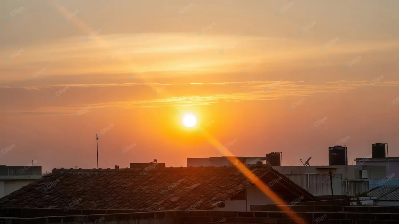 Serene Cityscape Sunset Glow