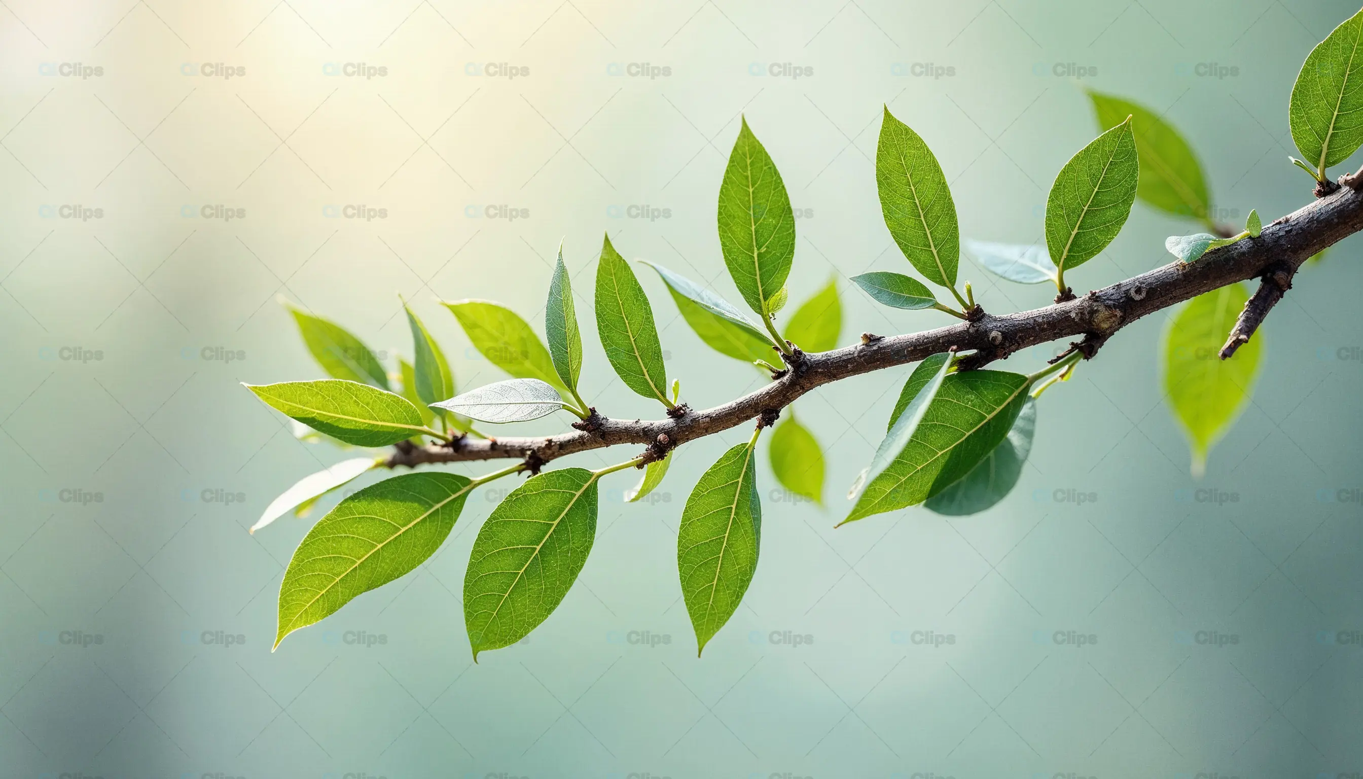 Green Leaf Branch Close-Up