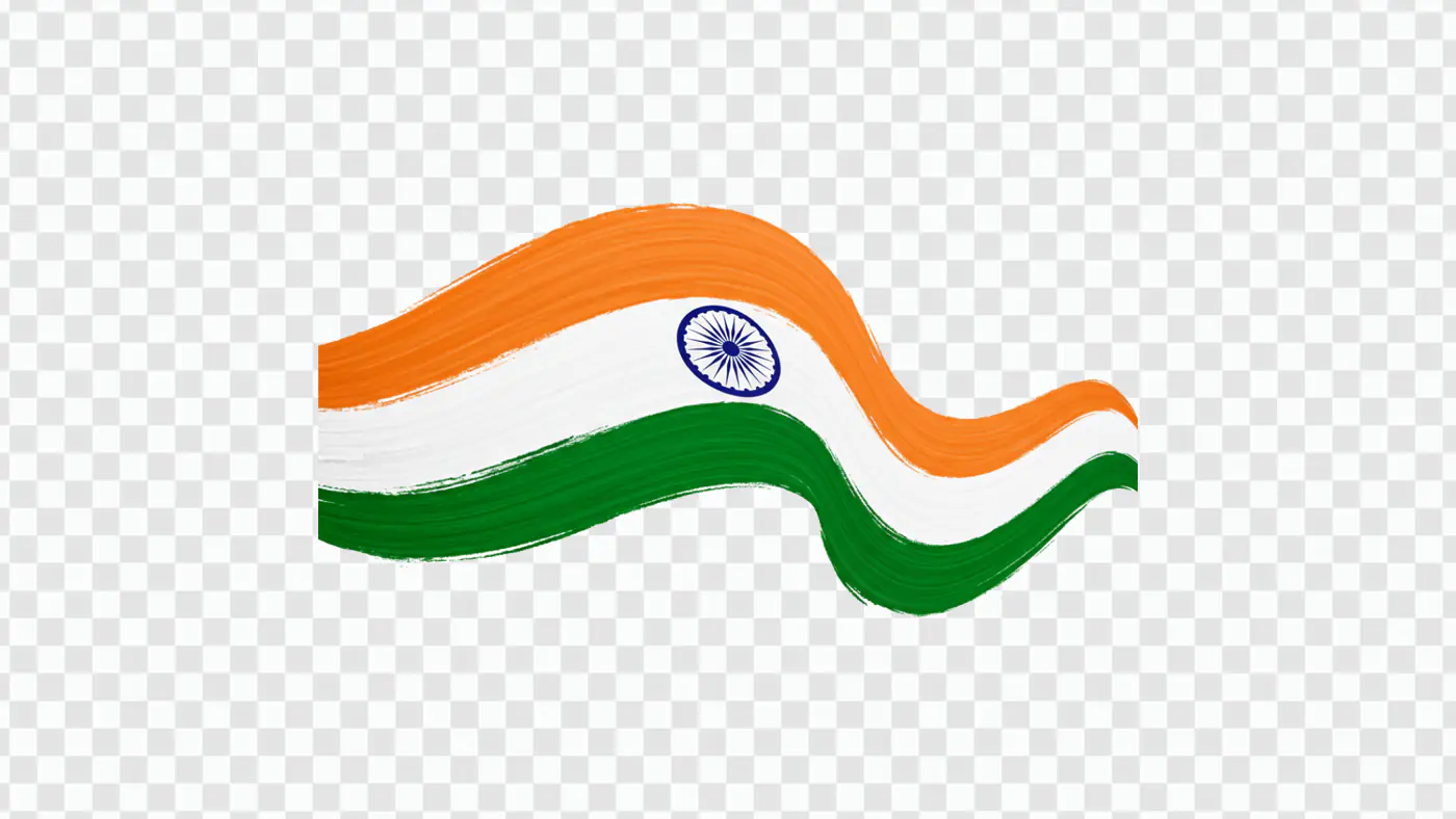 Flowing Indian Flag Colors with Ashoka Chakra PNG