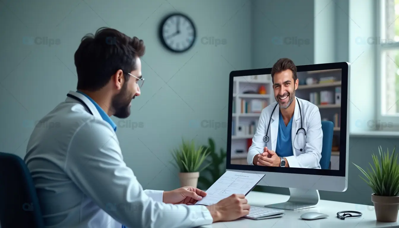 Doctors Collaborating in a Virtual Telemedicine Consultation