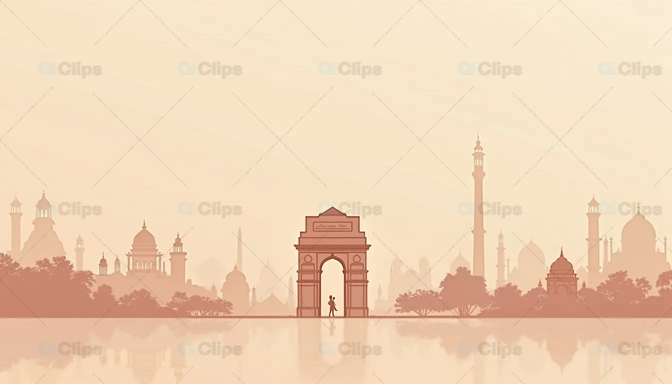 Iconic India Gate with Monumental Skyline Silhouette