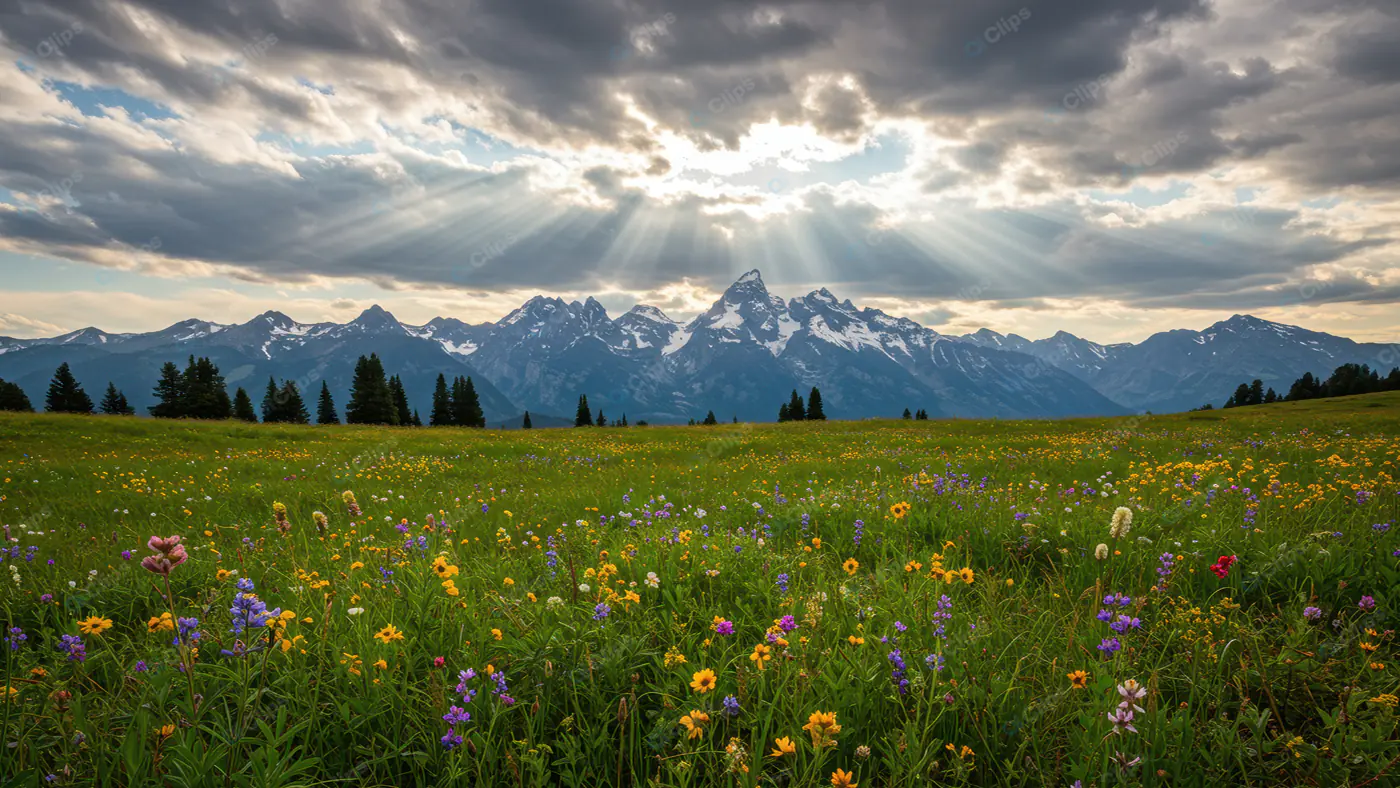 Alpine Meadow Sunbeams