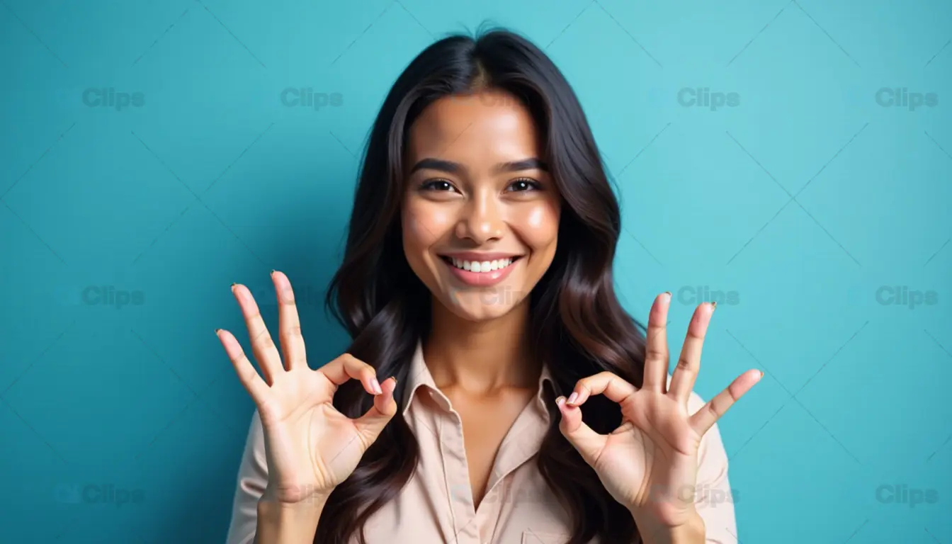 Confident Woman Showing OK Gesture