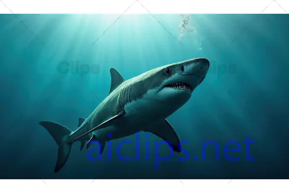 Great White Shark in Deep Ocean