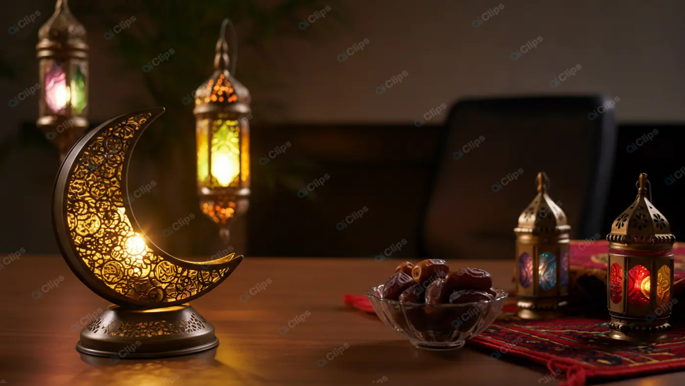 Ramadan Lantern and Crescent Display