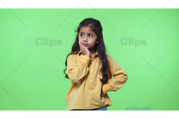Pensive Young Girl with Hand on Face