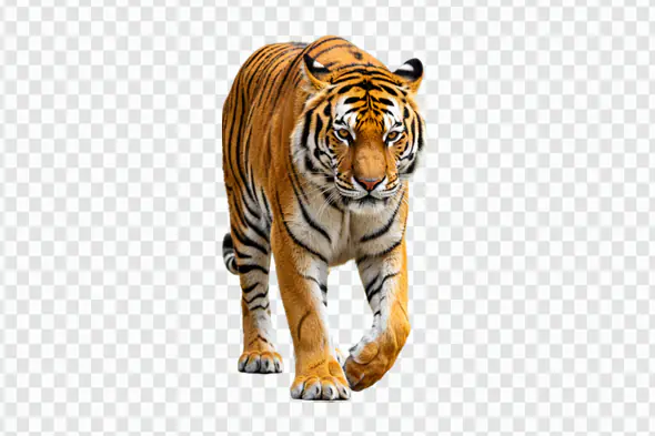 Majestic Bengal Tiger Walking Forward PNG Clipart