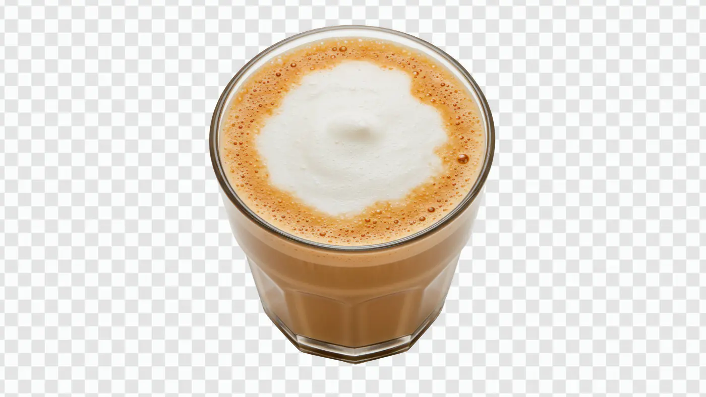 Frothy Cappuccino Glass with Creamy Foam PNG