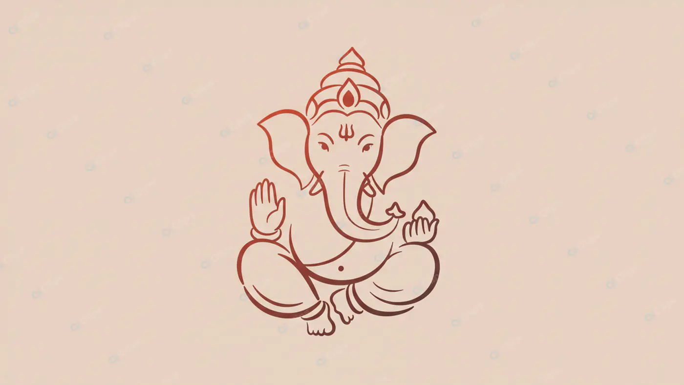 Minimalist Ganesha Outline on Blush Background