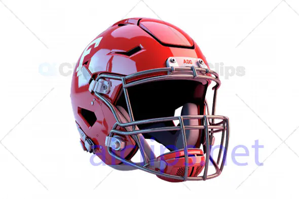 3D Red American Football Helmet