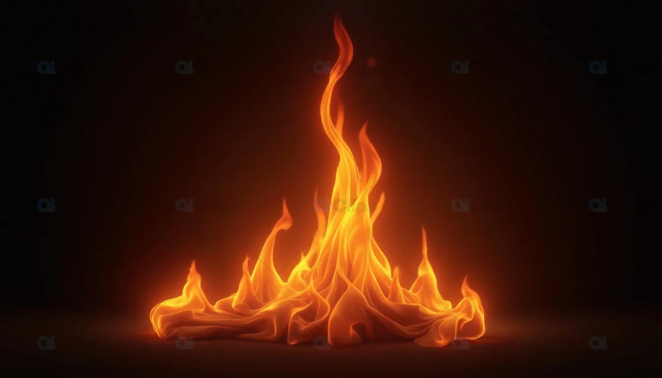 Realistic Flames on Black Background