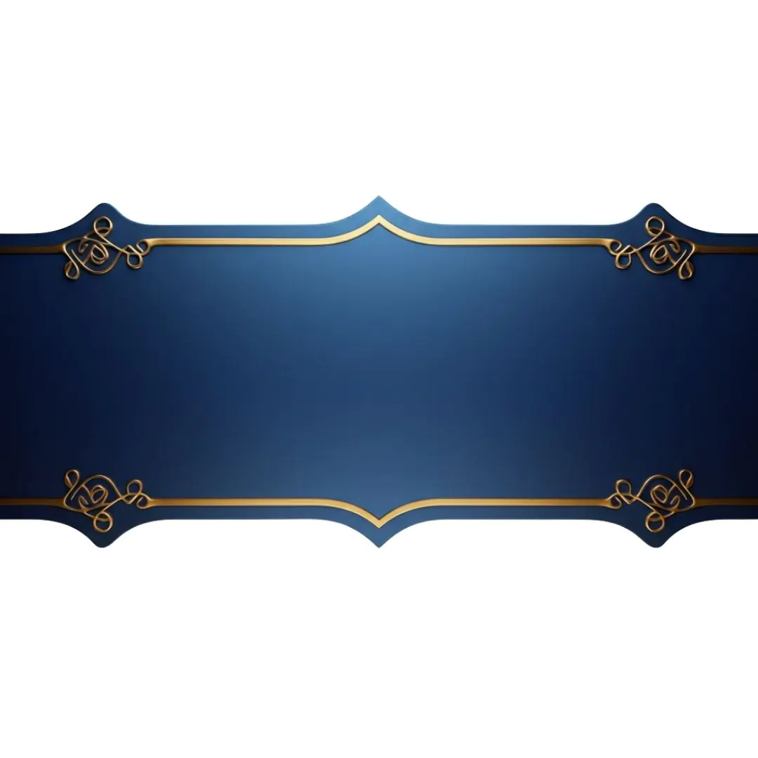 Elegant Navy Blue Gold Trimmed Banner PNG