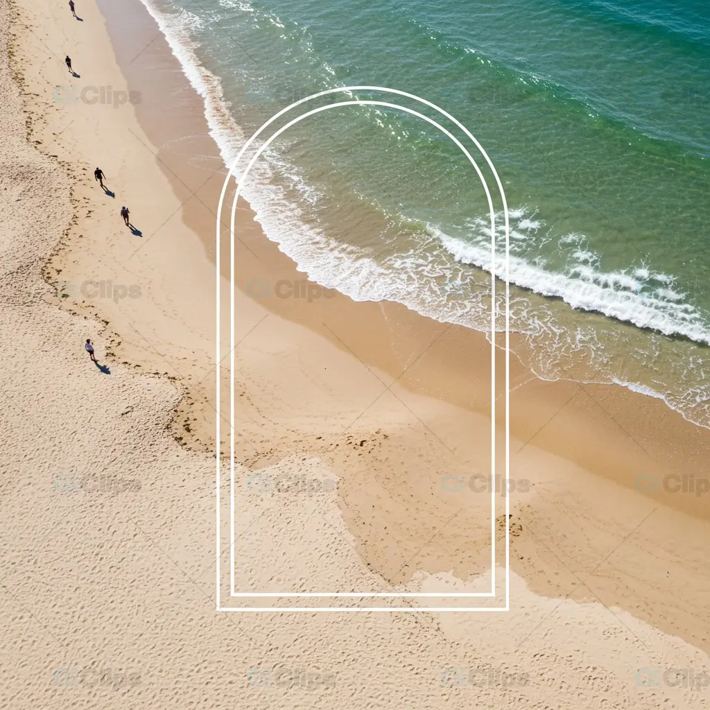 Golden Coastline Mockup with Arch Graphic Overlay