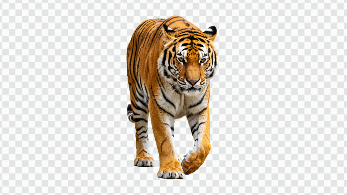 Majestic Bengal Tiger Walking Forward PNG Clipart