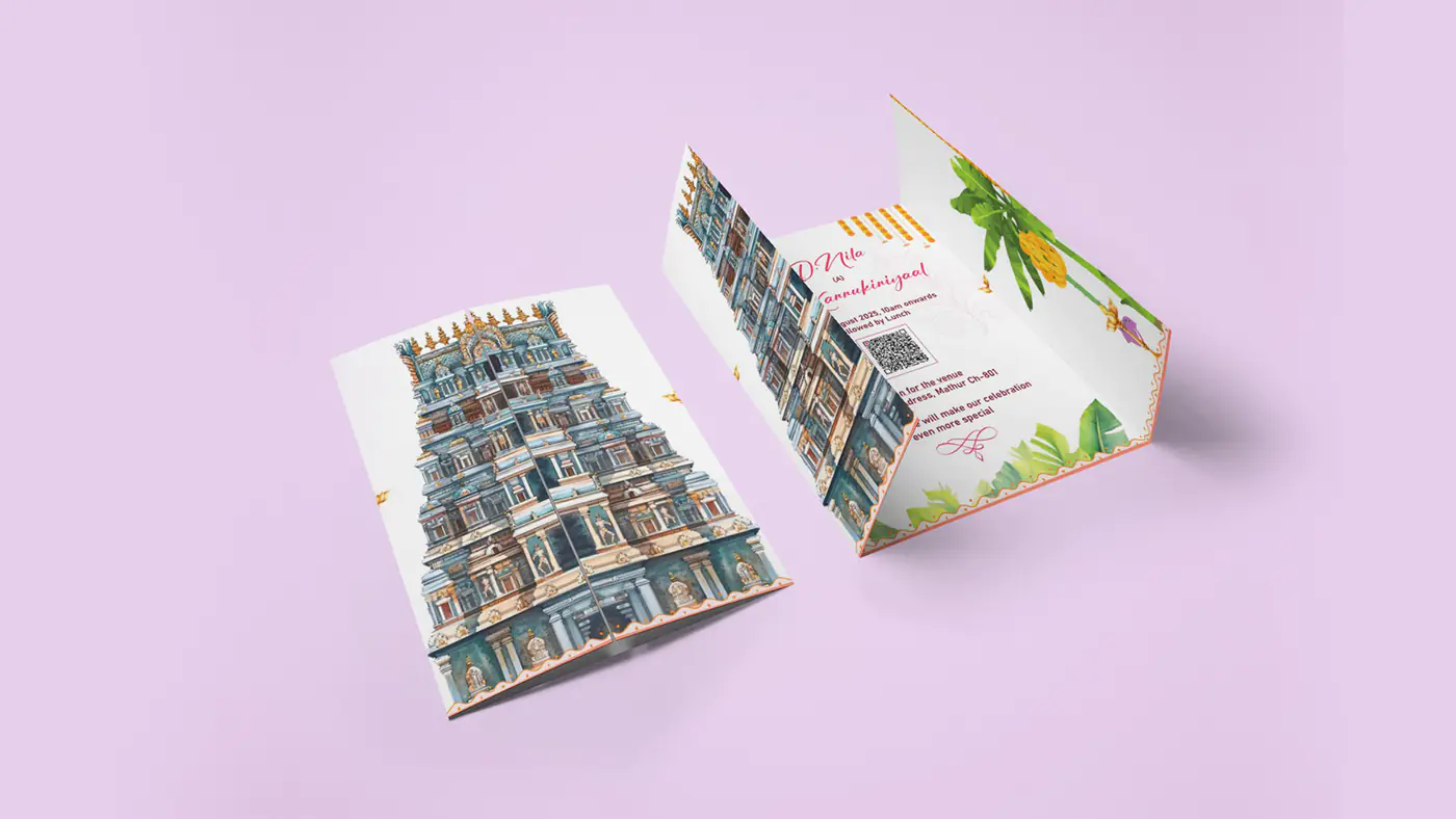 Ear Piercing Ceremony Tri-Fold Invite Card – Editable Illustrator File