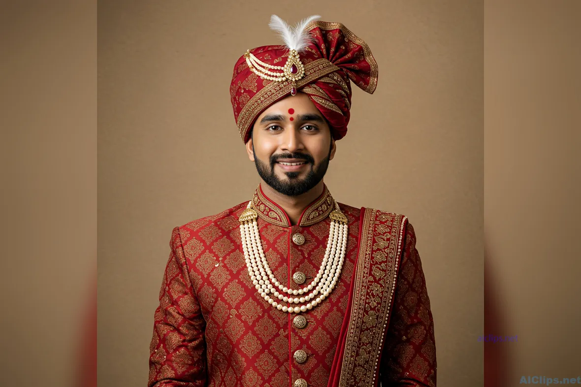 Traditional Indian Groom Portrait for Weddings