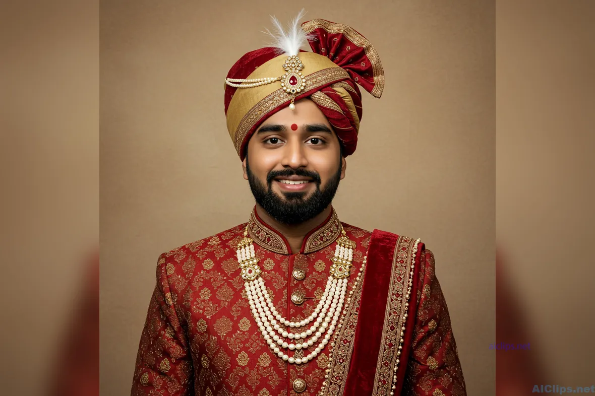Traditional Indian Wedding Attire Portrait