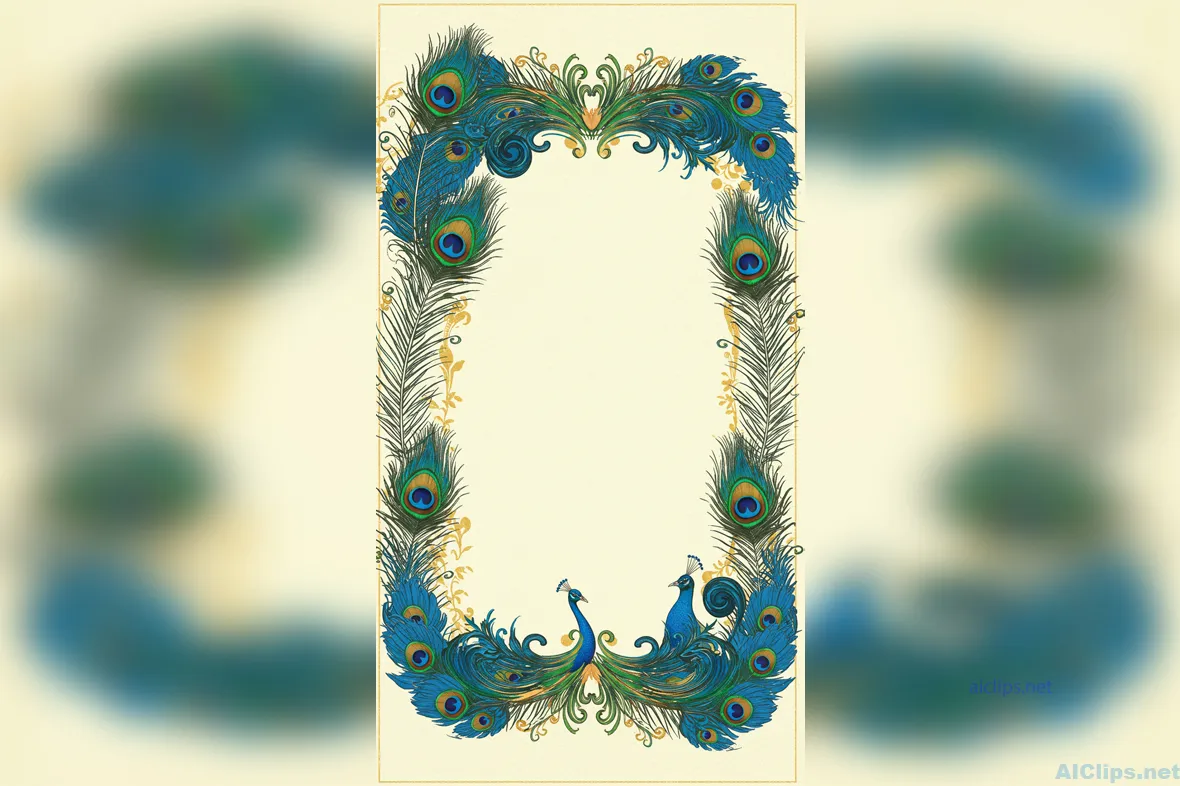 Elegant Peacock-Themed Border for Invitations & Art