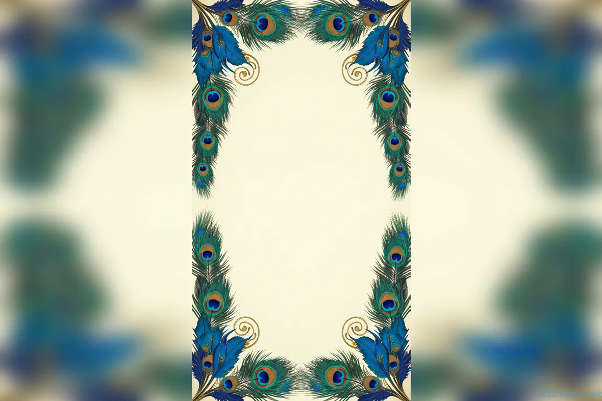 Elegant Peacock Feather Border Design for Branding