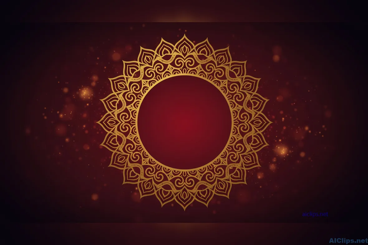 Elegant Gold Mandala Pattern on Deep Red Background