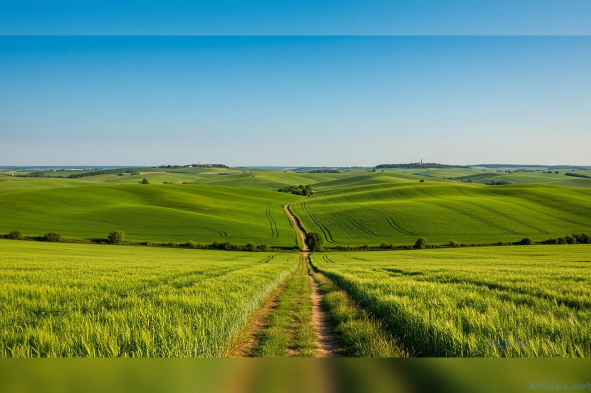 Scenic Green Rolling Hills with Clear Blue Sky