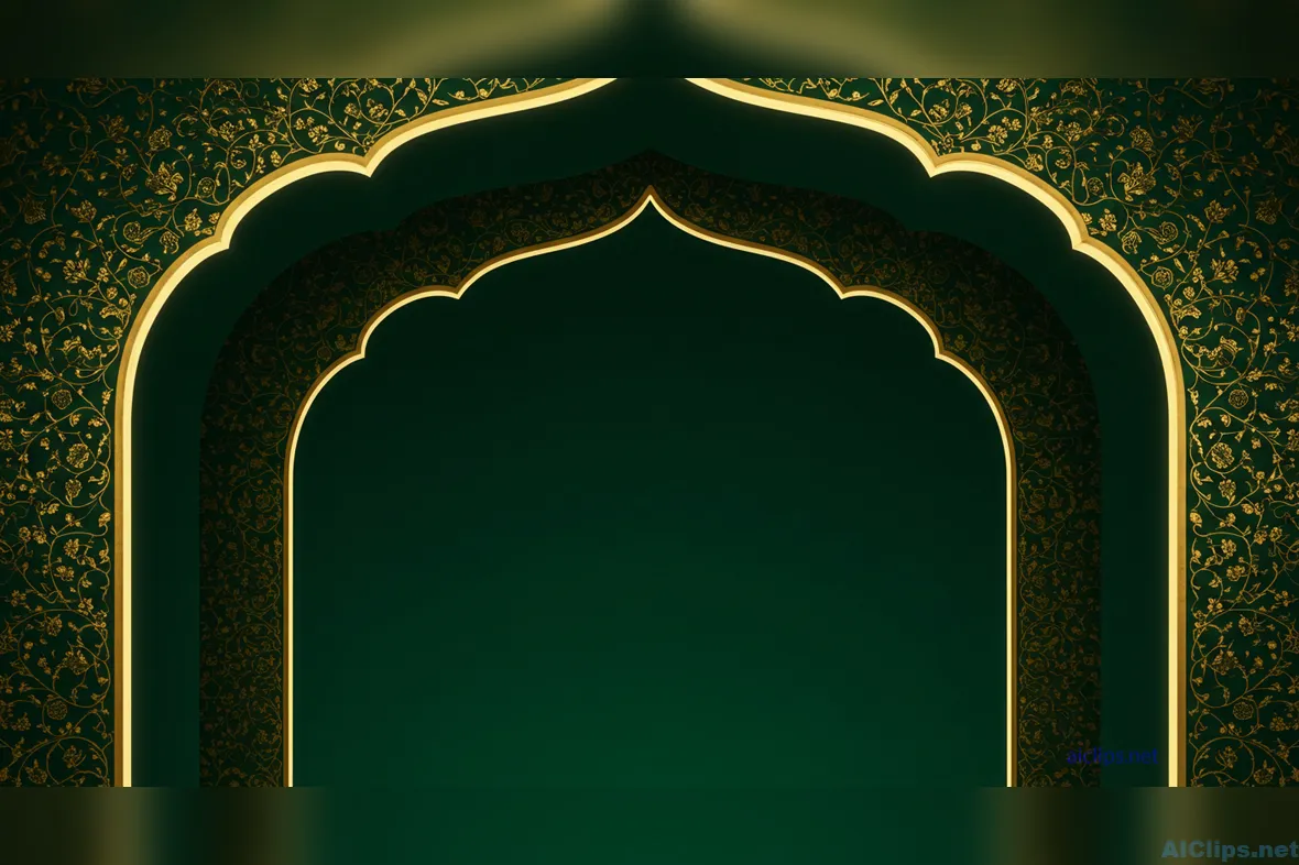 Elegant Green and Gold Architectural Background Design