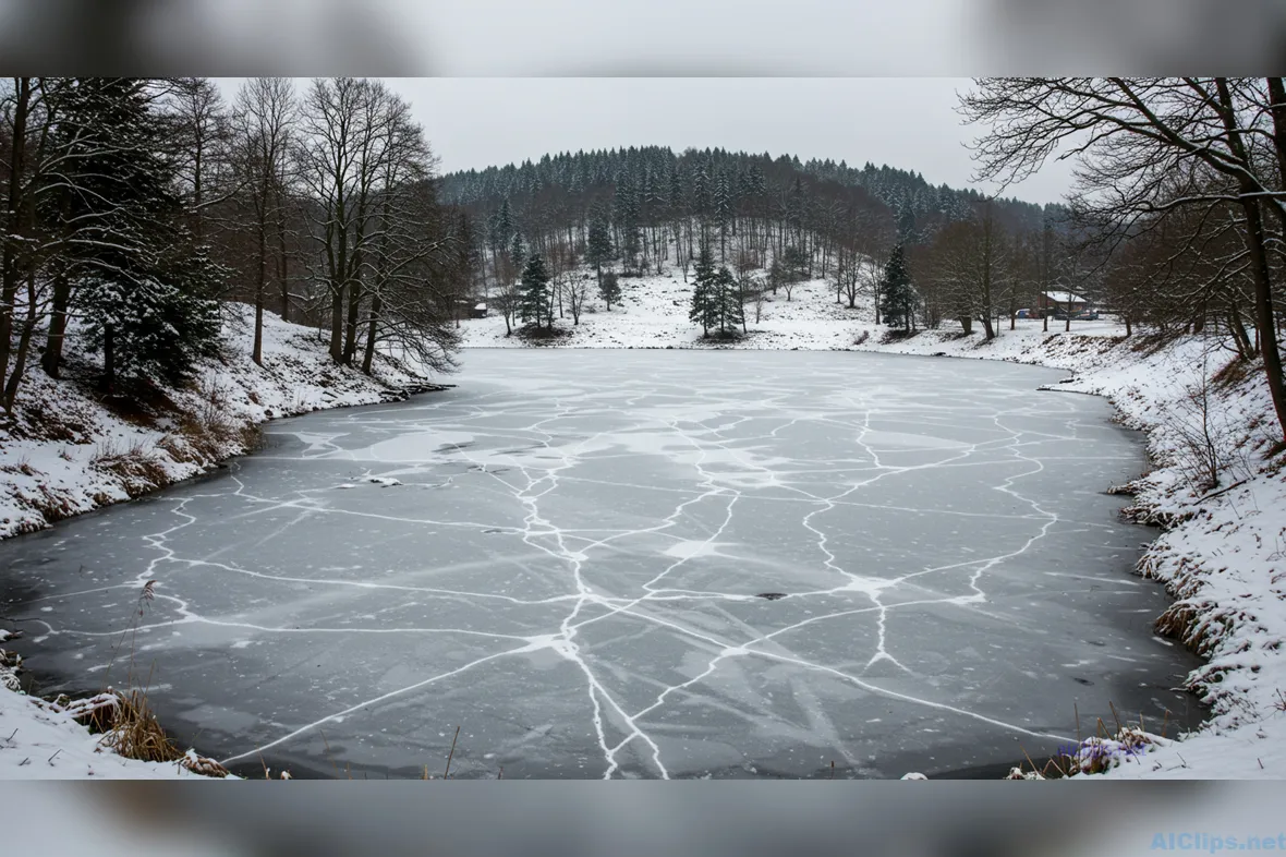Serene Frozen Lake Landscape in Winter