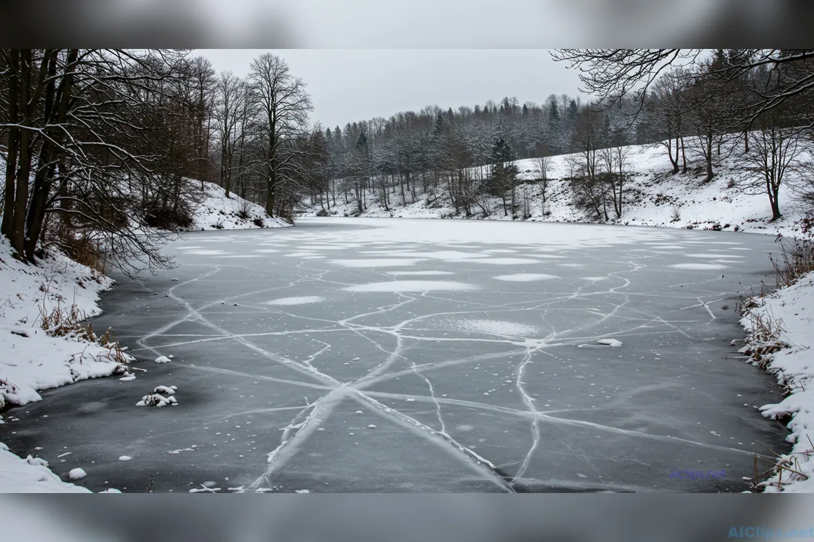 Serene Winter Landscape with Frozen Lake